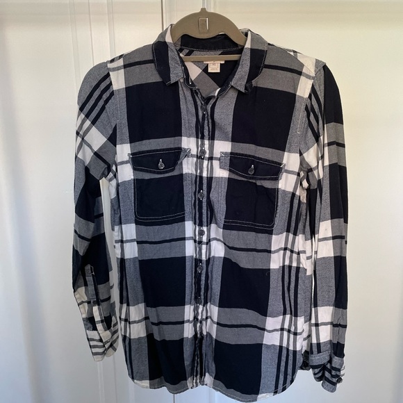 J Crew Blue Plaid Flannel Shirt - Picture 2 of 5